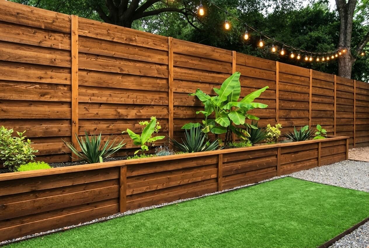 Modern Horizontal Wood Fence